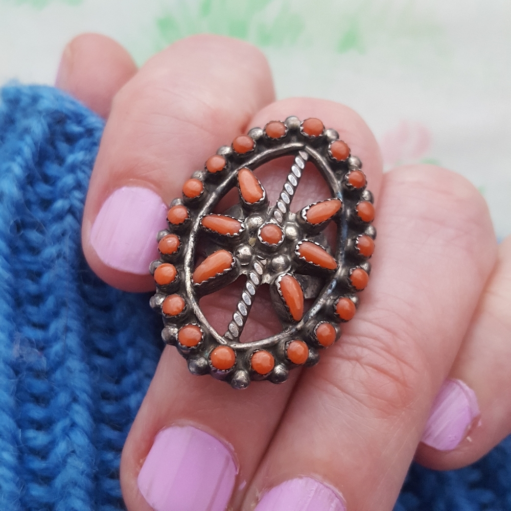 Vintage Zuni Artisan Coral Cluster
